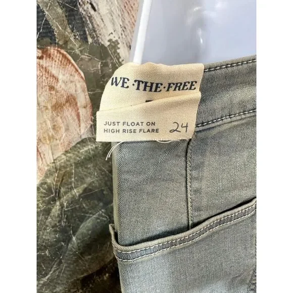 Free People Just Float On Flare Printed Jeans Size 24 - Picture 7 of 7